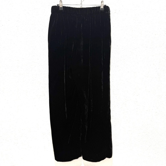 J. Crew black Velvet  flat front wide leg trousers 4 - Picture 1 of 7